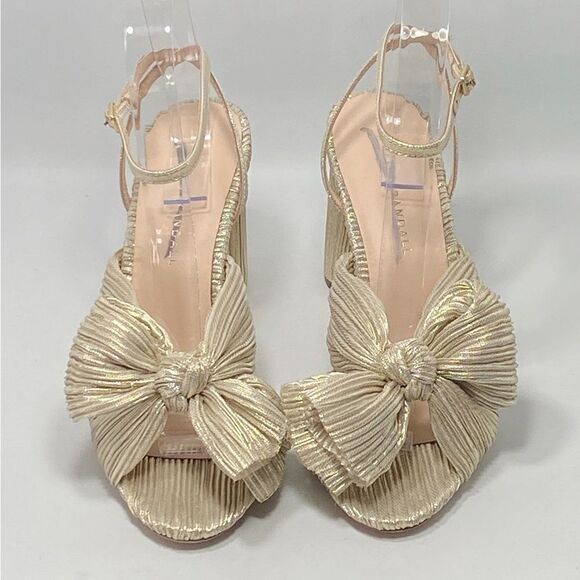 Loeffler Randall Camellia Knotted Lamé Sandals size 6.5 - Picture 7 of 12